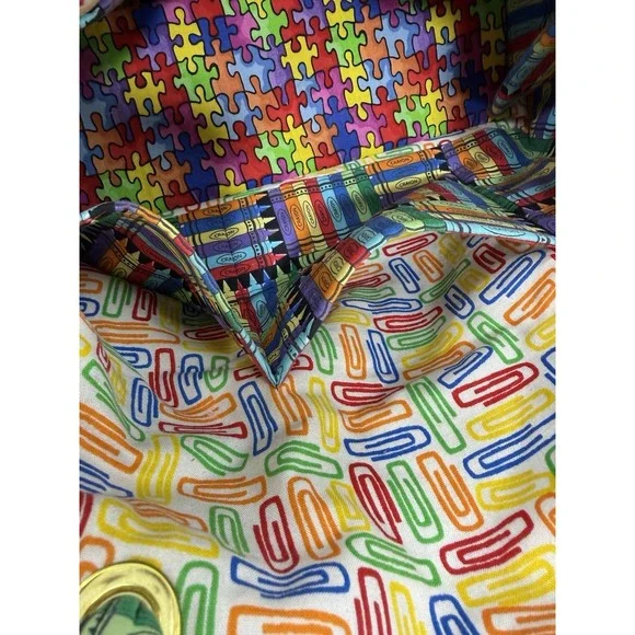 Vintage Teacher Tote Bag ABC Crayon School Theme Cotton Canvas 13.5x10.5 Exc Con - Picture 10 of 16